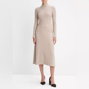 Vince Long Sleeve Knit Dress in Beige